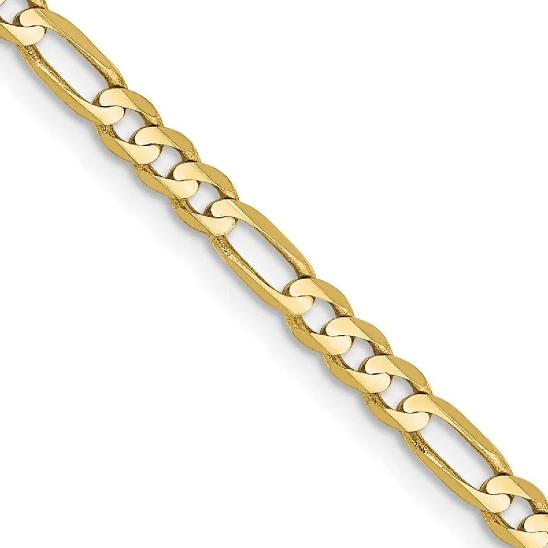 Gem stack bangles-Curata 10k Yellow Gold Solid Polished Lobster Claw Closure 3.0mm Figaro Chain Bracelet - 8 Inch - Lobster Claw