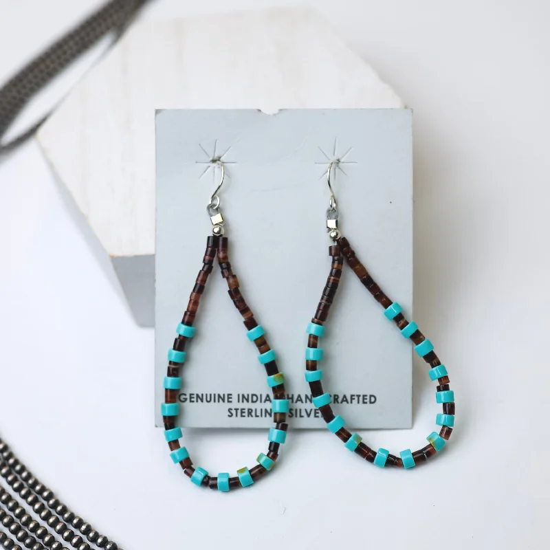 Crystal-twisted earrings-Corraine Smith | Navajo Handmade Turquoise Bead Teardrop Earrings