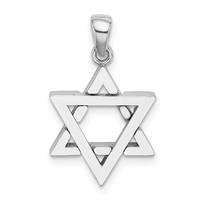 Twist clasp necklaces-Curata 14k White Gold 21.5mm 3 d Jewish Religious Judaica Star of David Necklace