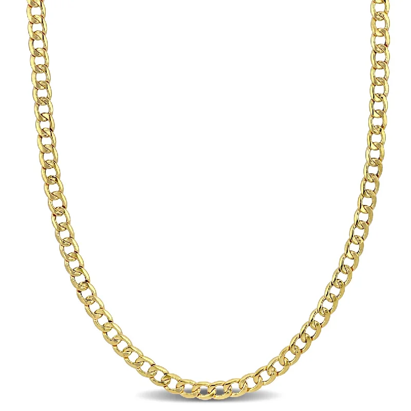 Layered link necklaces-Miadora 4mm Curb Link Chain Necklace in 14k Yellow Gold- 22 in