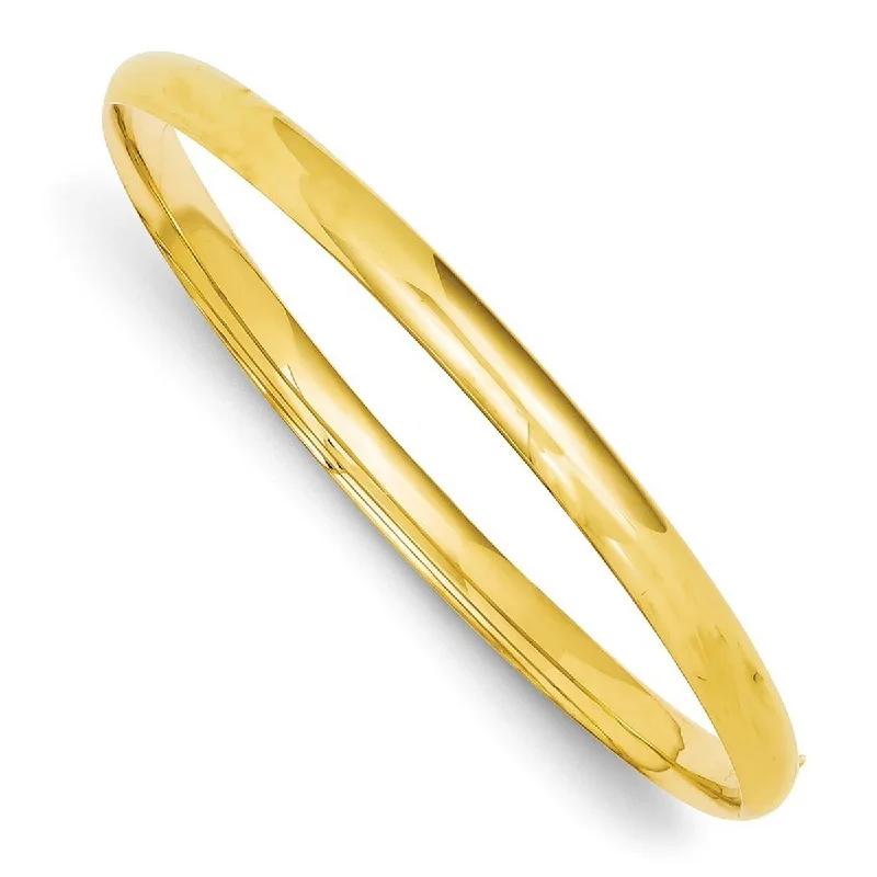 Owl motif bangles-Curata 14k Yellow Gold Hollow Safety bar 5mm Oversize High Polished Hinged Bangle Bracelet