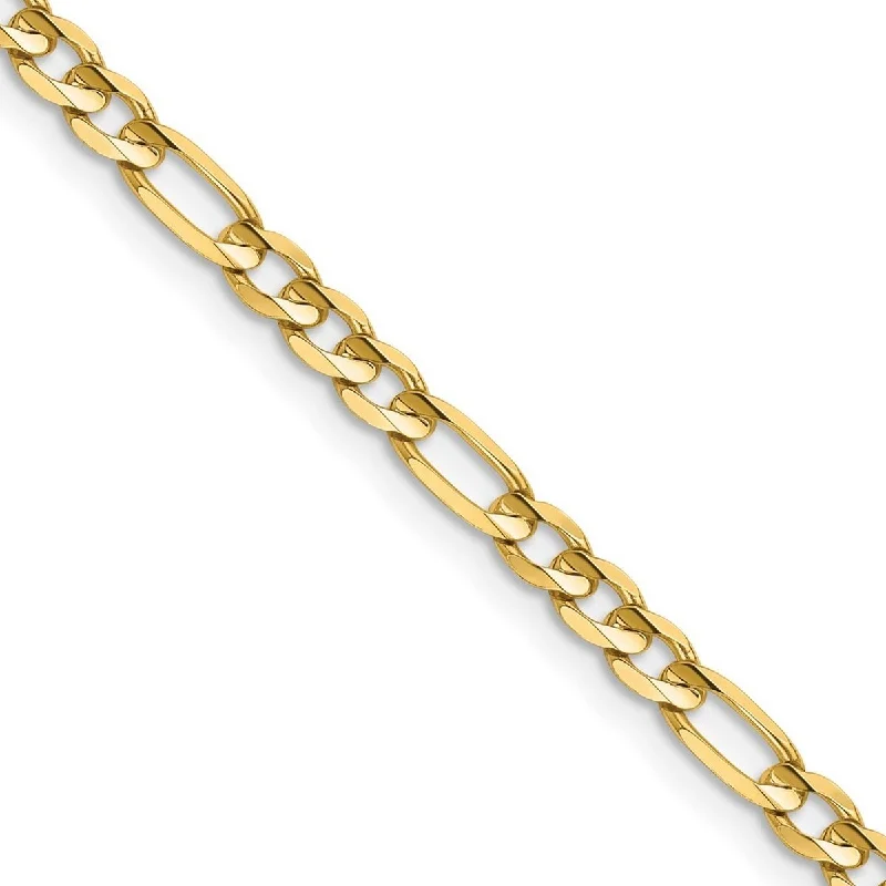 Chunky gem bangles-Curata 14k Yellow Gold Solid Polished 4mm Concave Open Figaro Chain Bracelet Lobster Claw