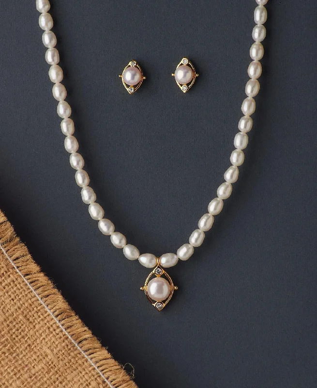 Vivid druzy necklaces-Elegant Real Pearl Necklace Set