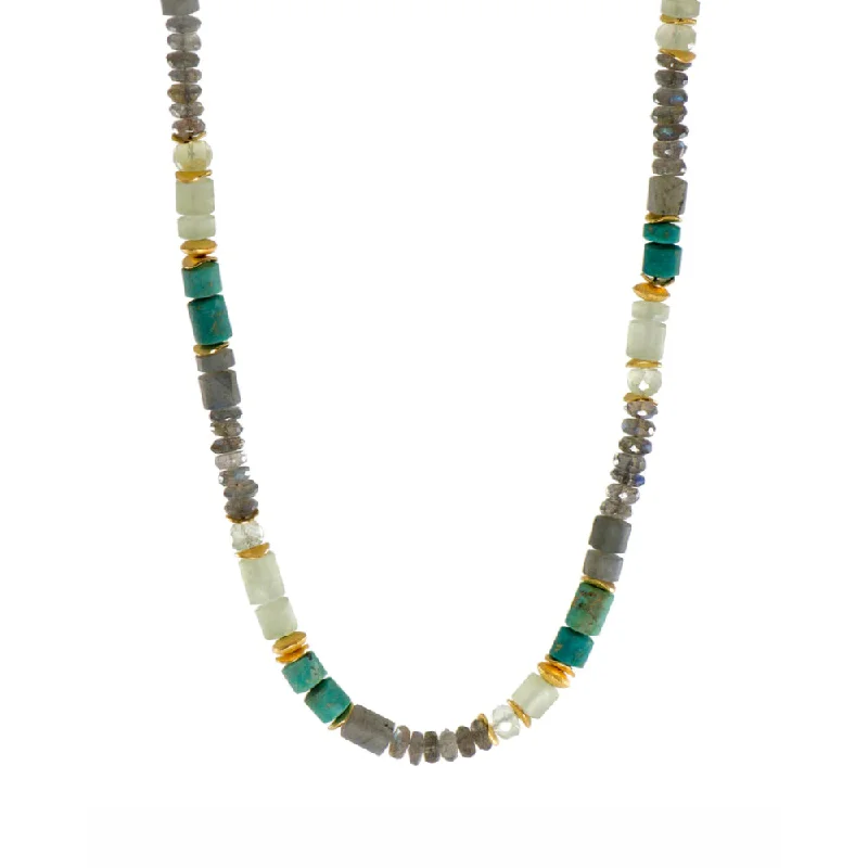 Sleek design necklaces-Joyla Labradorite, Chrysocolla & Prehnite Necklace