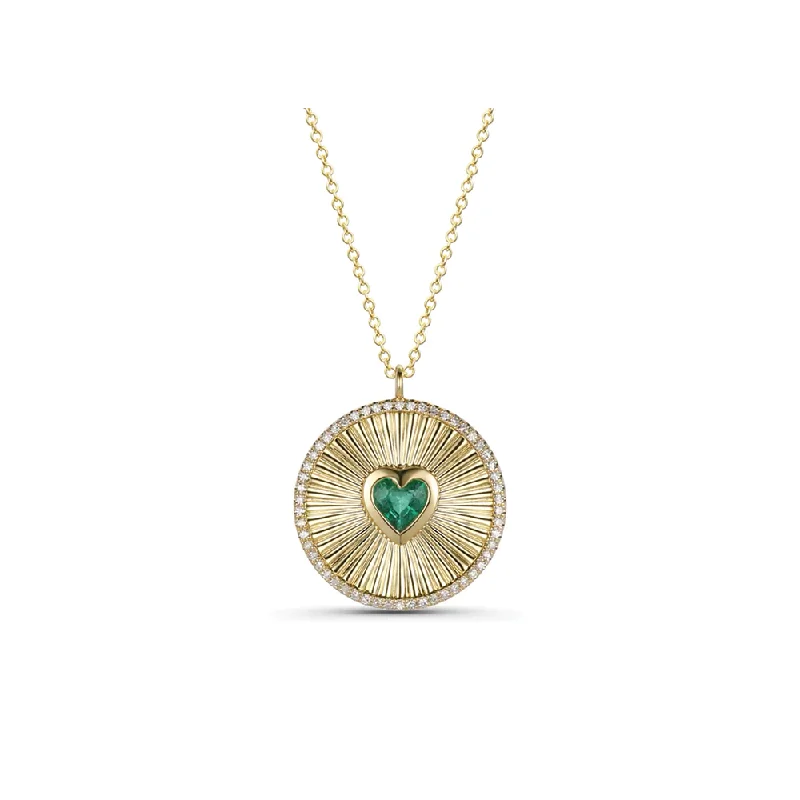 Fog glass necklaces-14K Emerald Heart Diamond Ridge Necklace