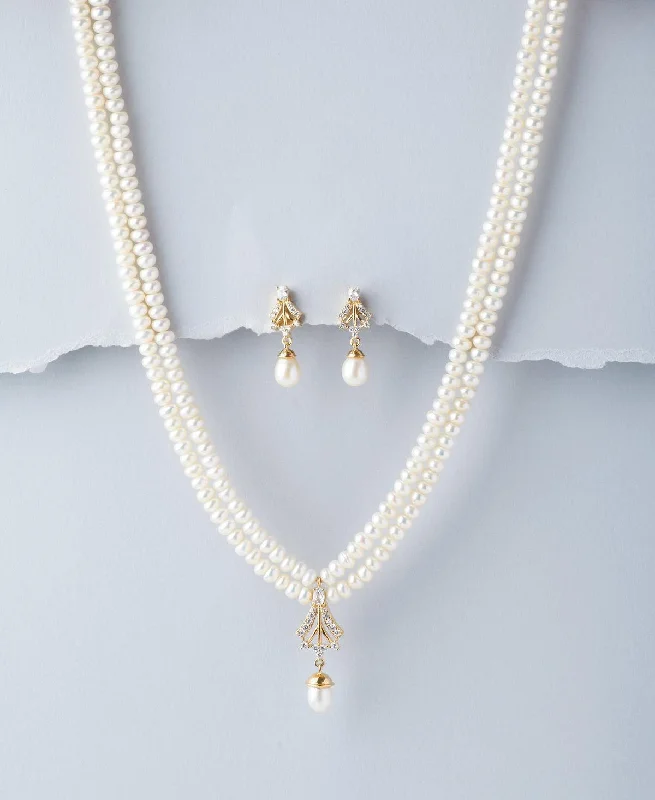 Morganite necklaces-Elegant Real Pearl Necklace Set