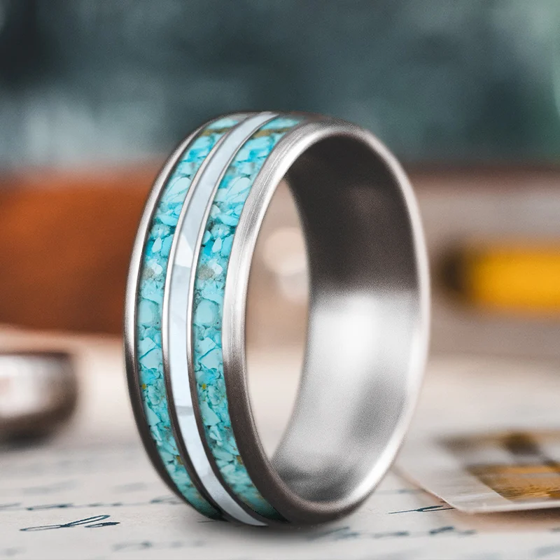 Custom Design - 3-Inlay Narrow Center Ring efwnC5ub7MVYUVieucoxMUsa