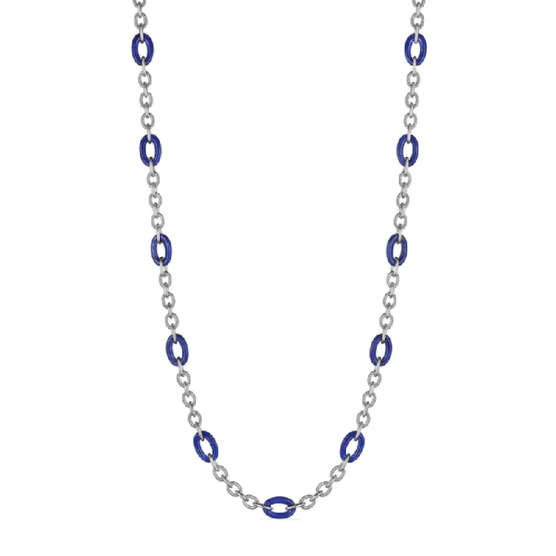 Crystal-twisted necklaces-Judith Ripka Eternity Long Signature Link Necklace with Lapis