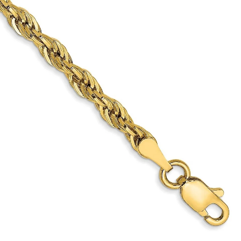 Ruby gem bangles-Curata 14k Yellow Gold Lobster Claw Closure 3.8mm Hollow Rope Chain Bracelet