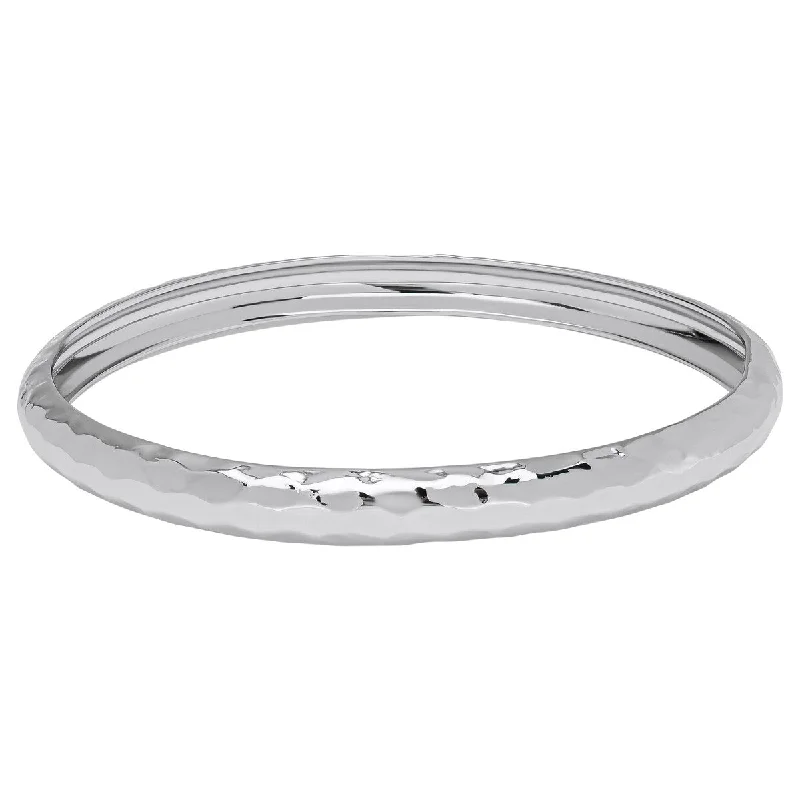 Oval gem bangles-Victoria Townsend Silver Plated Smooth Textured Bangle Bracelet