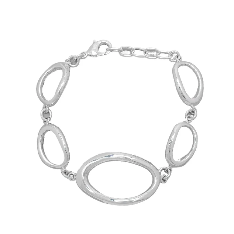 Fused metal bangles-Victoria Townsend Silver Plated Wide Oval Link Chain Bracelet