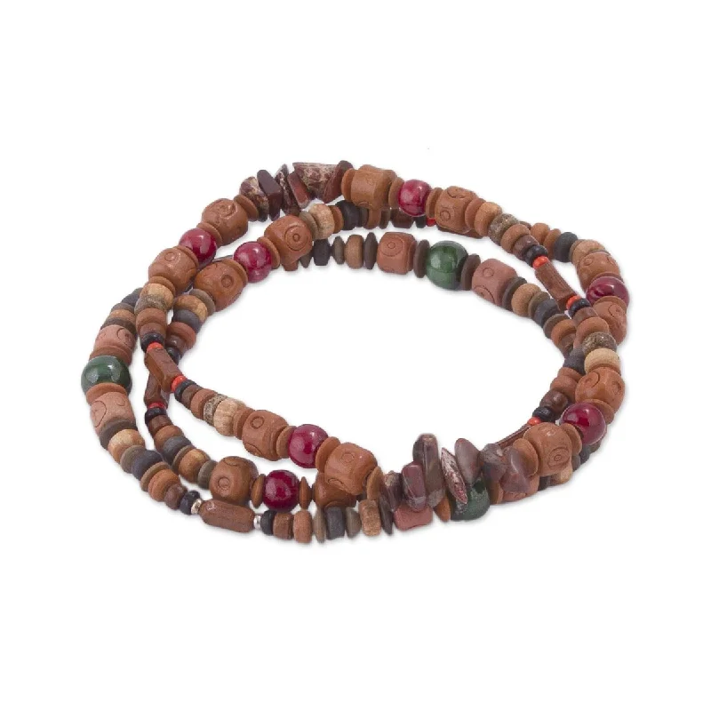 Tiny stack bangles-NOVICA Stalwart, Jasper and ceramic beaded stretch bracelets (set of 3)