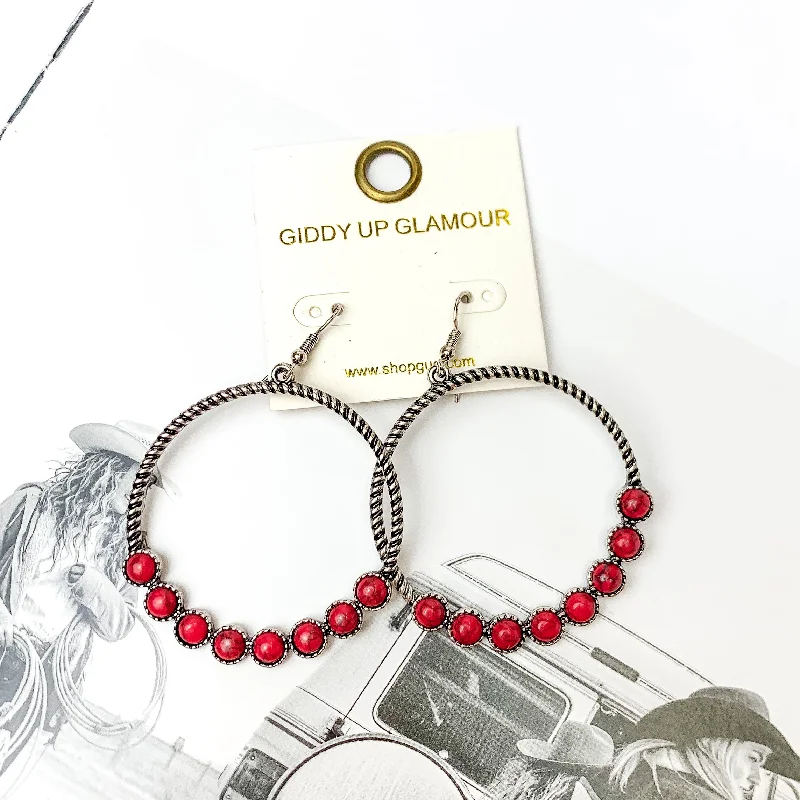 Polished art earrings-Forever Twisted Hoop Earrings with Stones in Red