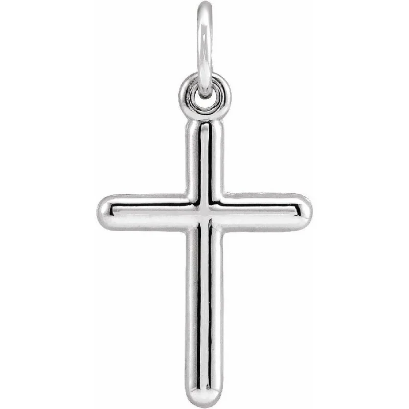 Polished bead necklaces-Curata 14k White Gold Small Religious Cross Necklace, 16" 13x9mm