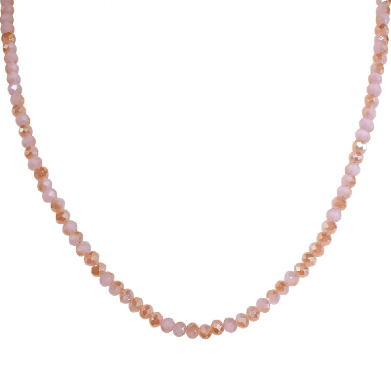 Polished bead necklaces-Shimmer Bead 18" Necklace (Goldtone/Pearly Pink)