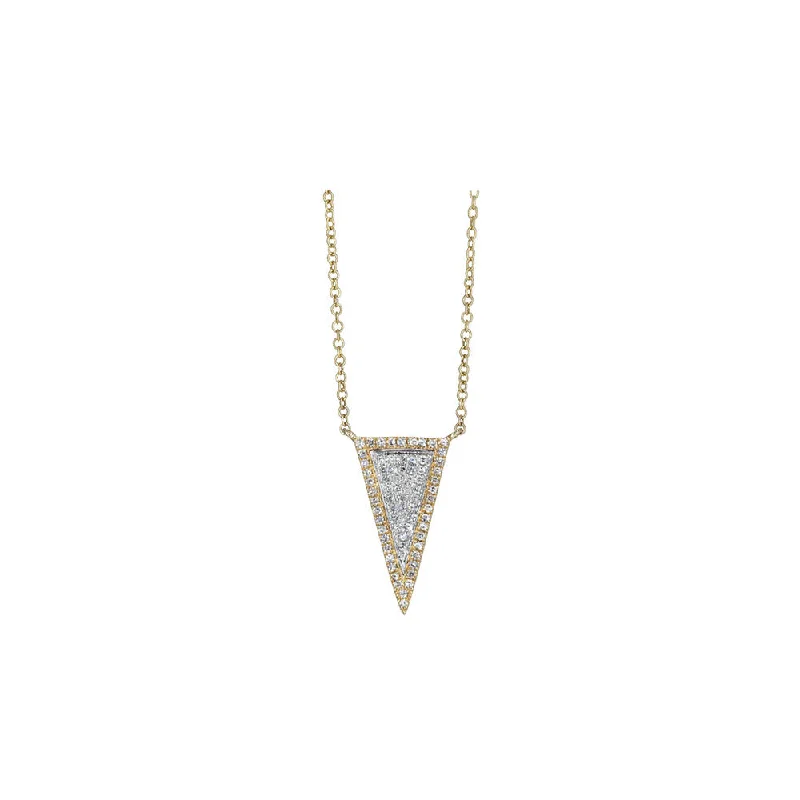 Aged medallion necklaces-14KT Yellow Gold White and Yellow Gold Pave Diamond Dagger Necklace