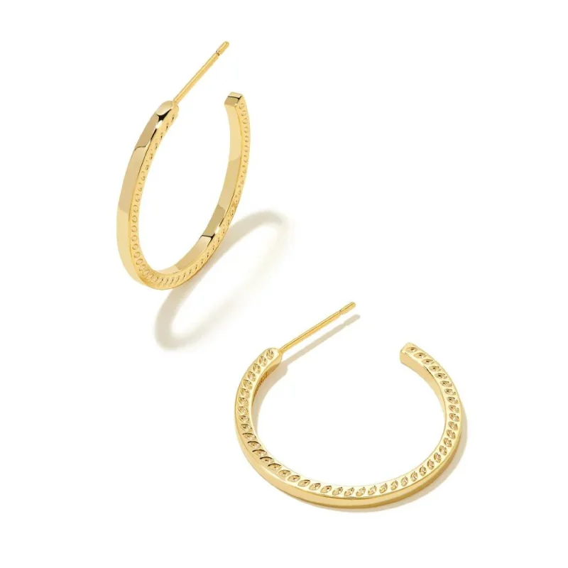 Aged bronze earrings-Kendra Scott | Sylvie Small Hoop Earrings in Gold