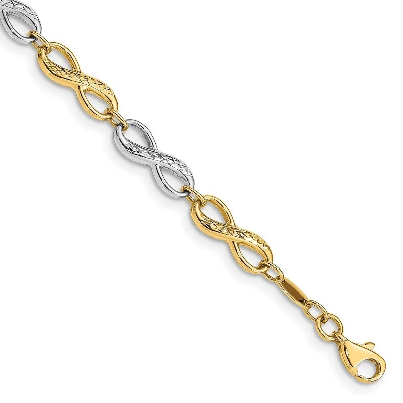 Layered chain bangles-Curata 14k Two tone Infinity Symbol Bracelet 7.5 Inch