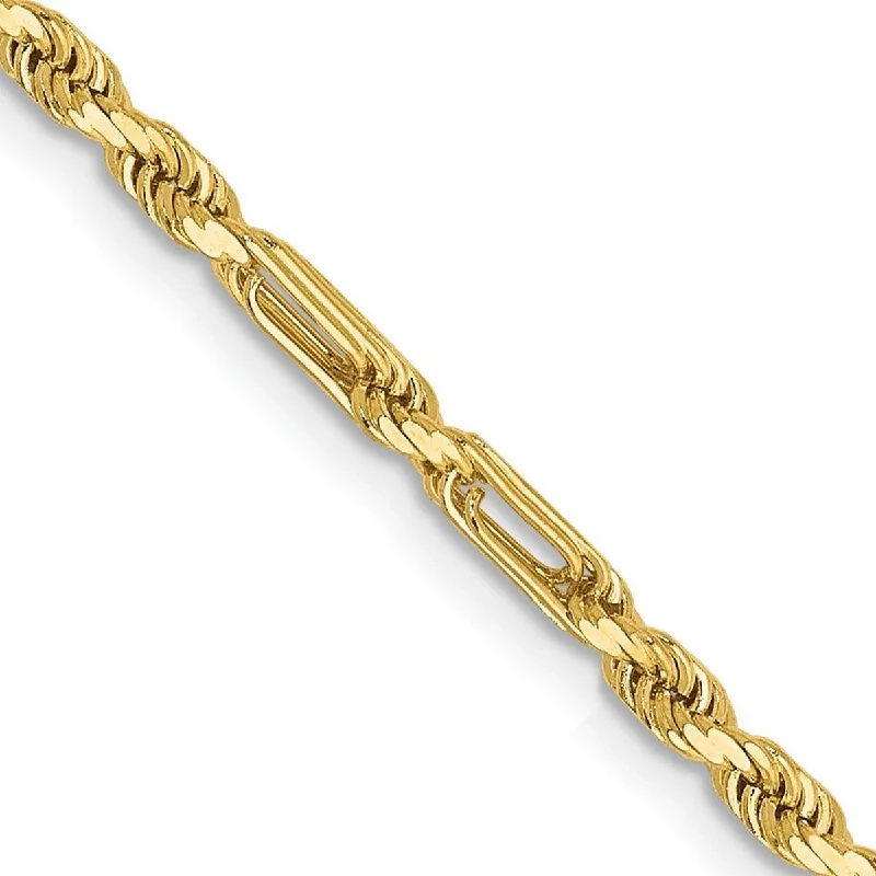 Subtle filigree bangles-Curata 14k Yellow Gold Solid 2.5mm Milano Rope Chain Bracelet Lobster Claw