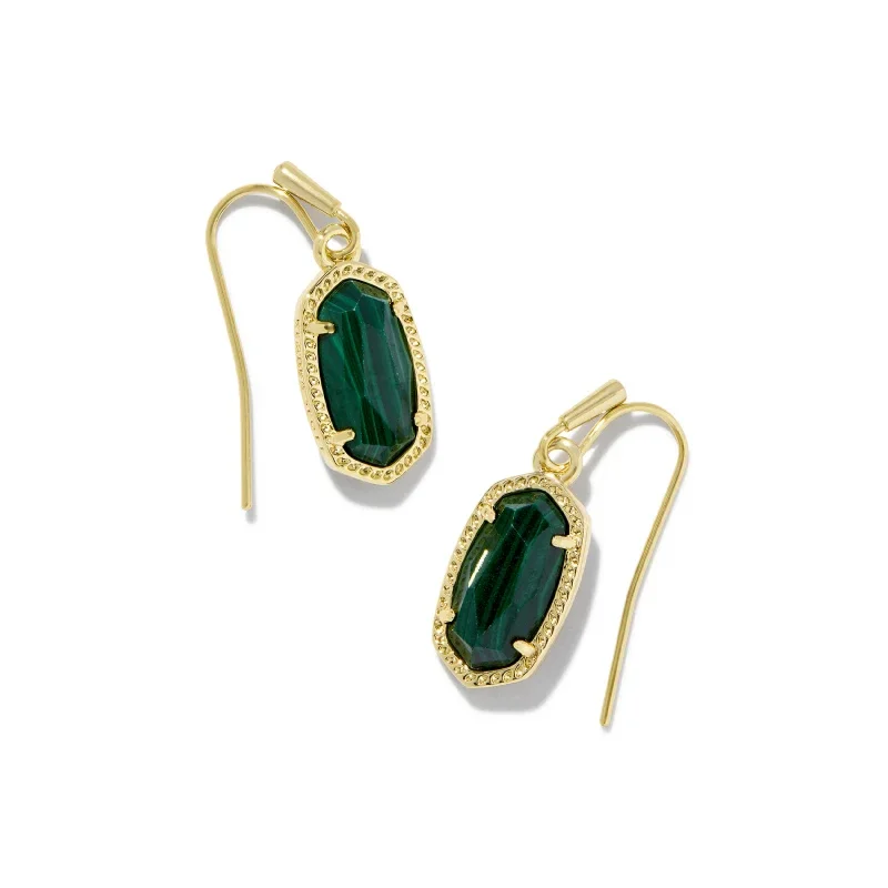 Sleek gem earrings-Kendra Scott | Lee Gold Earrings in Green Malachite