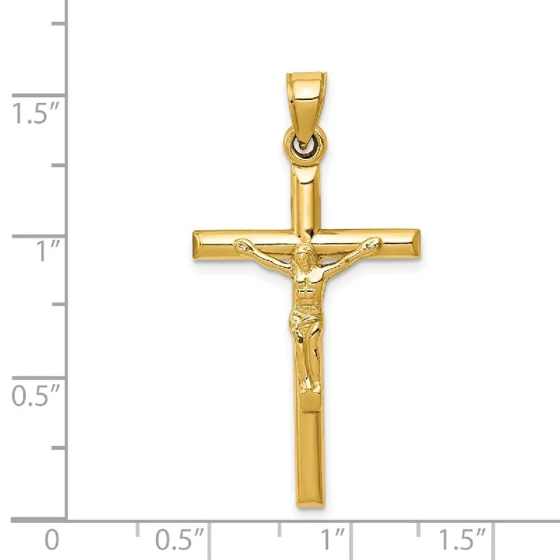 Bold art necklaces-Curata 14k Yellow Gold 18" Polished Crucifix Pendant Necklace - 38.8x20mm