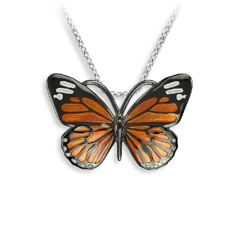 Fog glass necklaces-Nicole Barr Enamel Monarch Butterfly Pendant Necklace