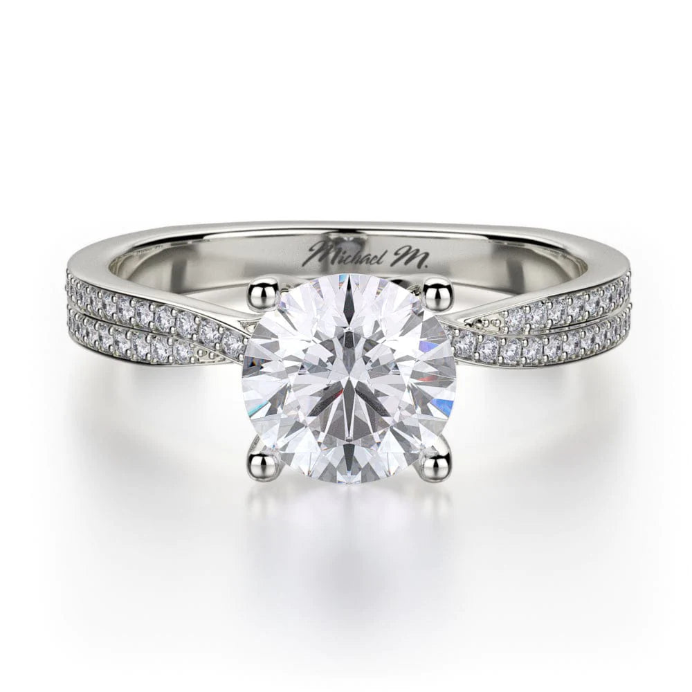 Polished bead engagement rings-Defined R694-1