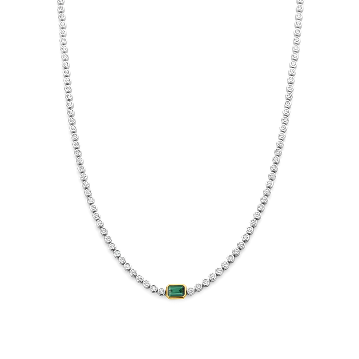 Thick collar necklaces-Ti Sento Necklace with Emerald Green Cubic Zirconia