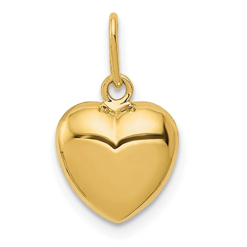 Lace choker necklaces-Curata 14k Yellow Gold 18" 10mm Polished Puffed Heart Pendant Necklace Necklace