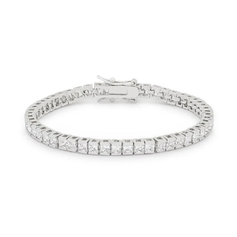 Twist clasp bangles-Princess Cubic Zirconia Tennis Bracelet Dazzling Cz Women's Bracelet - 7 Inch