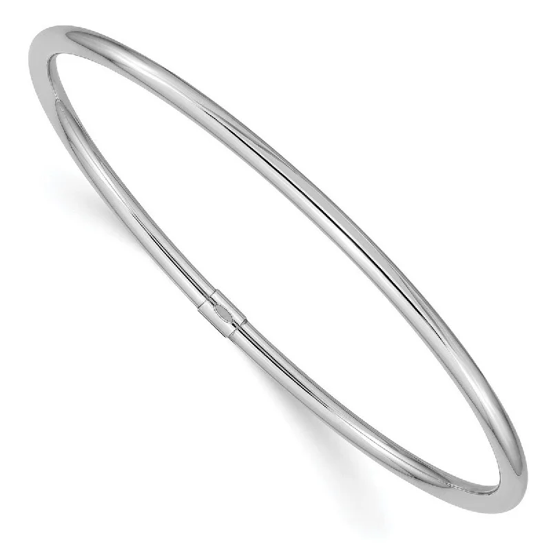 Wide cuff bangles-Curata 14k White Gold 3mm Polished Round Sslip on Stackable Bangle Bracelet