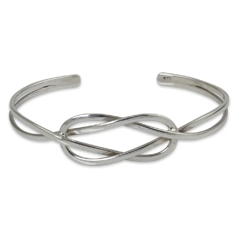 Glossy cuff bangles-Handmade Sterling Silver 'Lover's Knot' Bracelet (Thailand)