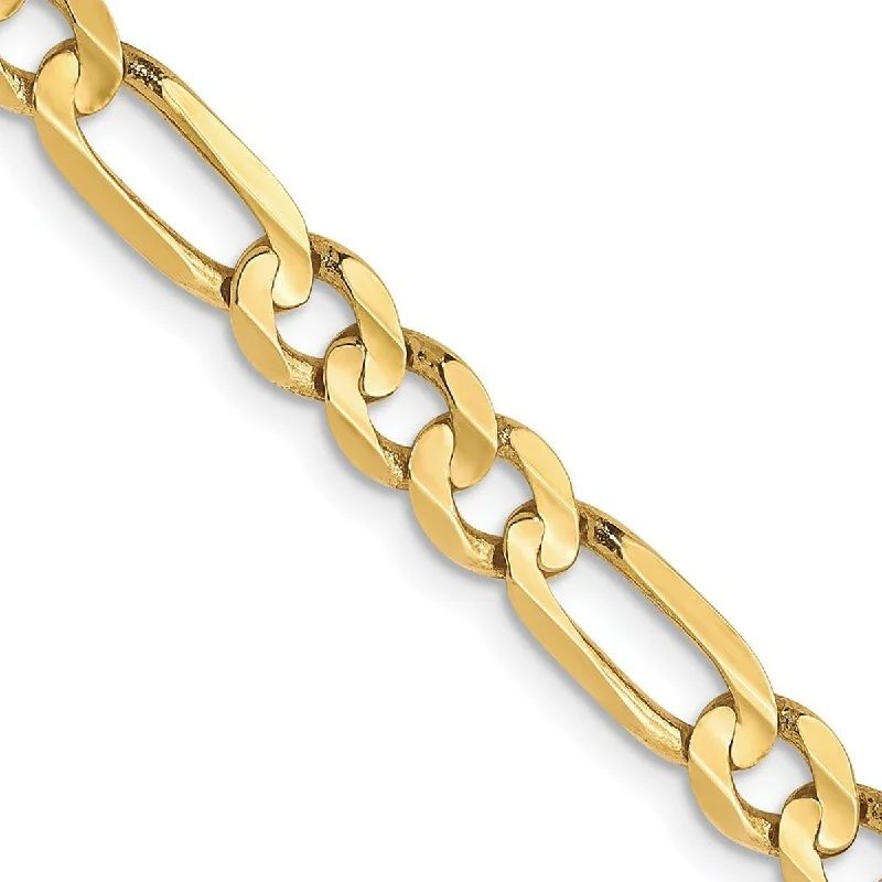 Twist clasp bangles-Curata 10k Yellow Gold Solid Polished Lobster Claw Closure 4.5mm Light Figaro Chain Bracelet