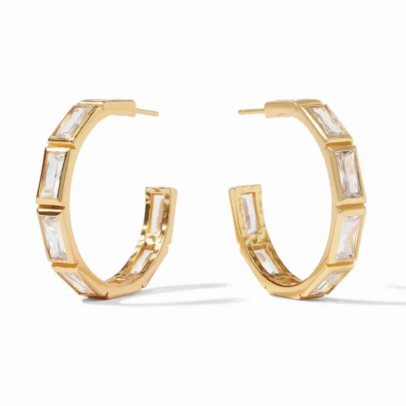 Pink gold earrings-Julie Vos | Antonia Large Hoop Earrings with CZ Crystals in Gold