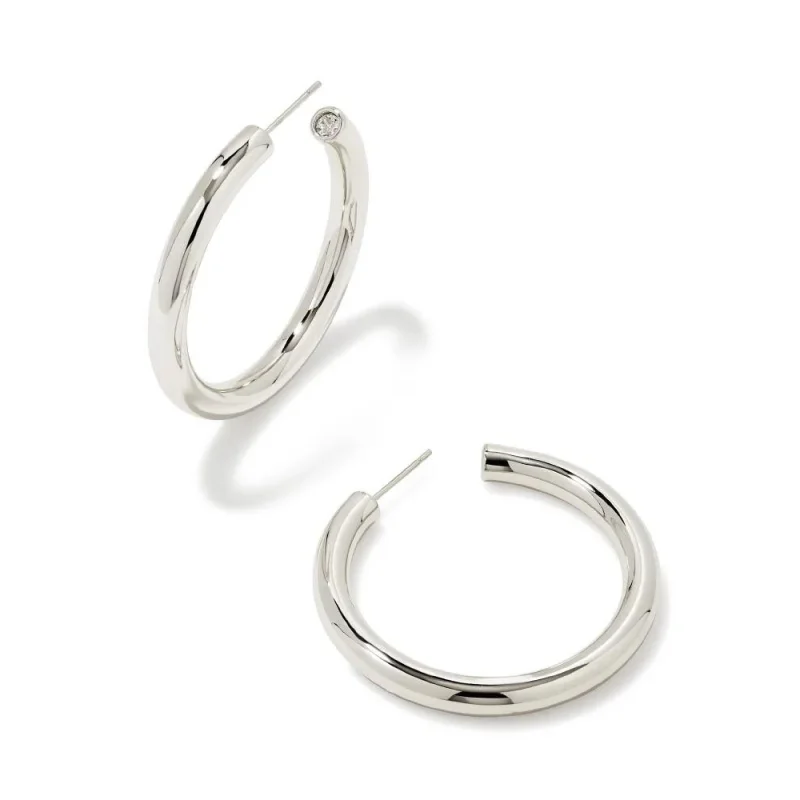 Nomad feather earrings-Kendra Scott | Colette Large Hoop Earrings in Silver