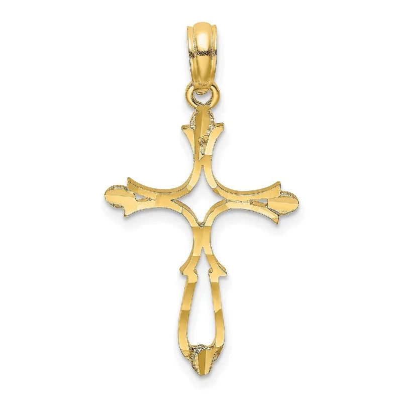 Soft thread necklaces-Curata 14k Yellow Gold Religious Cut-out Polished Cross Necklace 18mm x 24.6mm