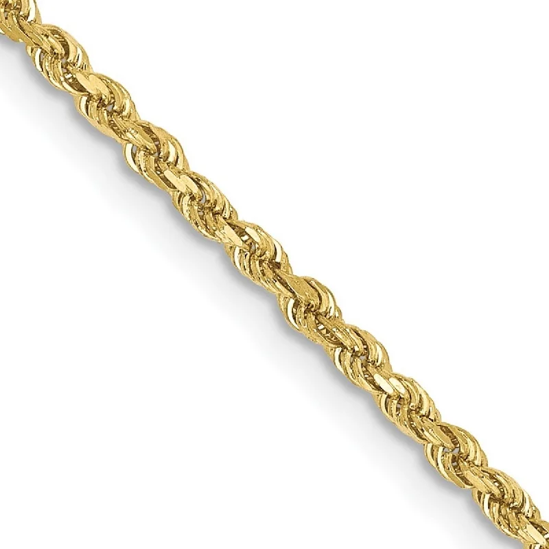 Glossy link bangles-Curata 10k Yellow Gold 7" Solid 2mm Sparkle Cut Rope Chain Bracelet