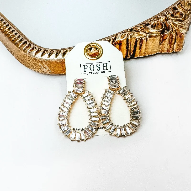 Spinel earrings-Posh by Pink Panache | Gold Tone Rhinestone Teardrop Earrings