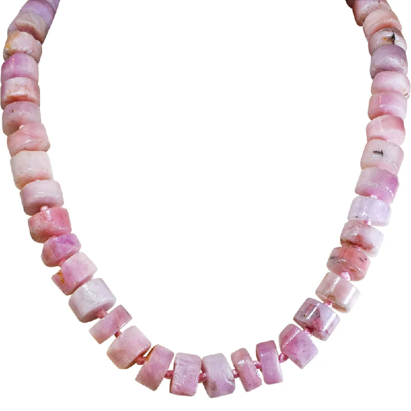 Polished gold necklaces-Precious Kunzite Gem Stone Necklace(.925 Sterling Silver/Kunzite)