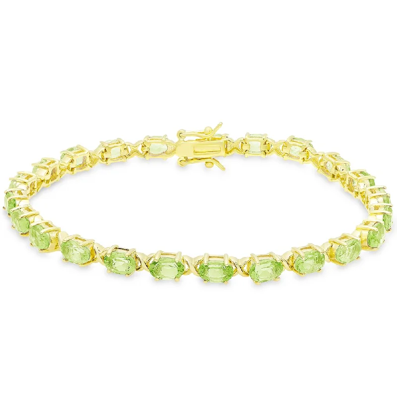 Java tile bangles-Dolce Giavonna Gold Over Sterling Silver Oval Cut Peridot XO Link Bracelet