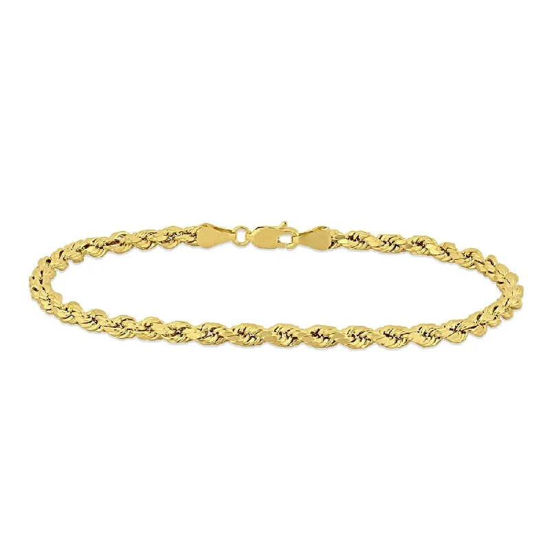 Gem stack bangles-Miadora 10k Yellow Gold Men's 9 Inch Rope Chain Bracelet (4 mm)