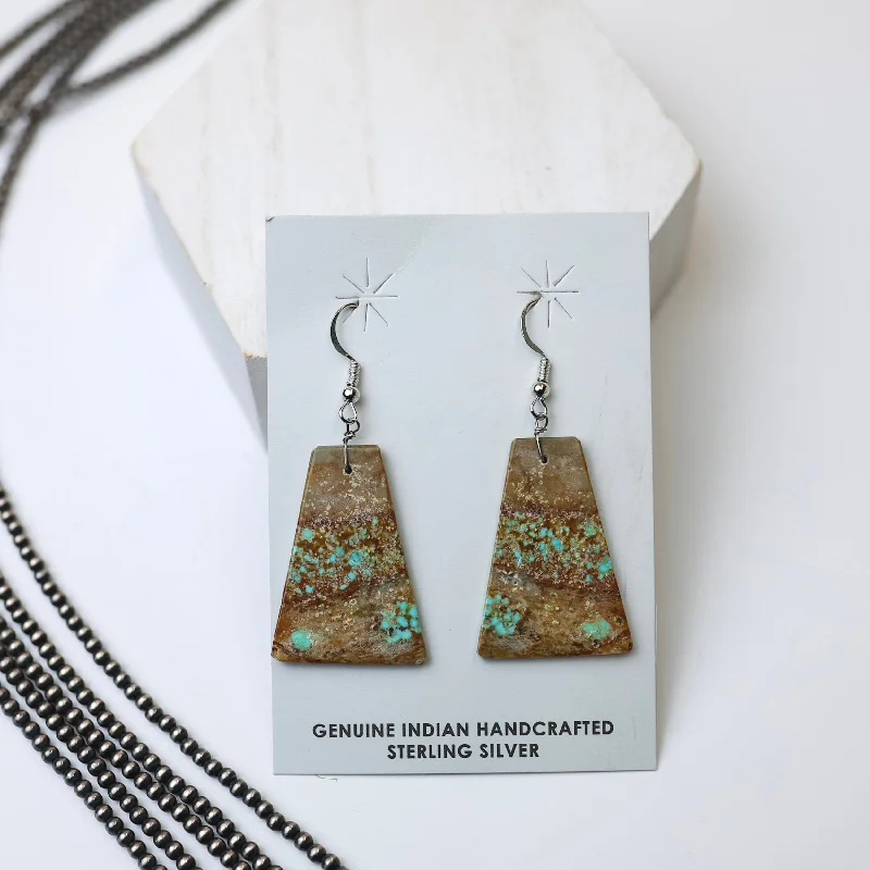 Layered drop earrings-Corraine Smith | Navajo Handmade Number 8 Rectangle Slab Earrings #2