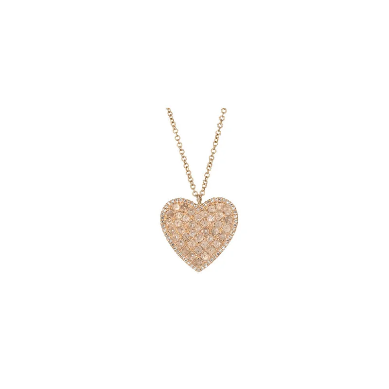 Cool wood necklaces-14KT Rose Gold Diamond Slice Heart Necklace