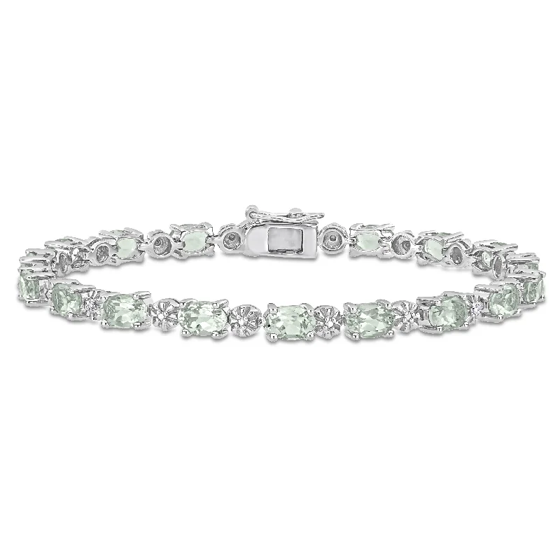 Cool wood bangles-Miadora Sterling Silver Green Amethyst and Diamond Accent Tennis Bracelet