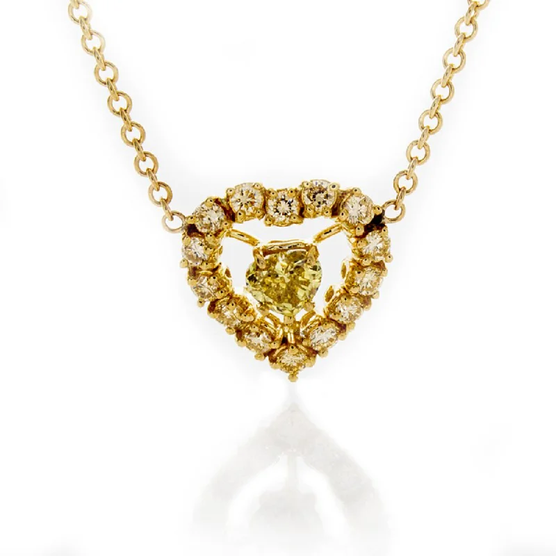 Thin enamel necklaces-14/18k Fancy Yellow Diamond Pendant Necklace