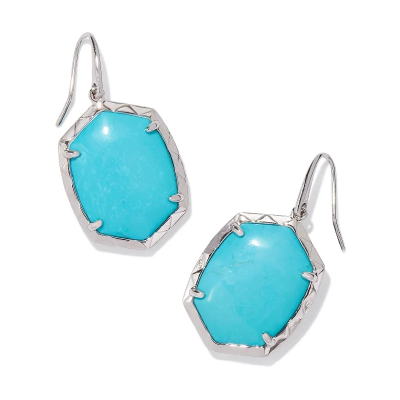 Lunar glow earrings-Kendra Scott | Daphne Silver Drop Earrings in Variegated Turquoise Magnesite