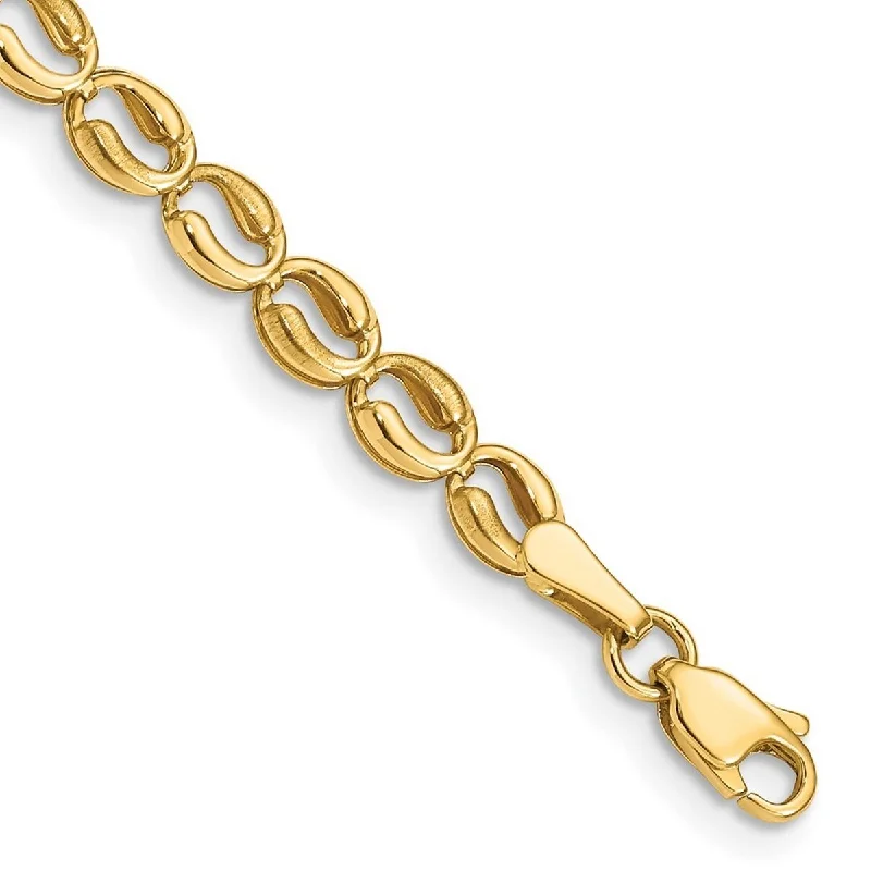 Flex cord bangles-Curata 14k Yellow Gold Polished Link Bracelet 7.25 Inch