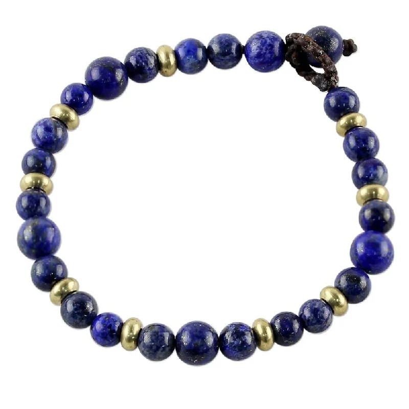 Twist clasp bangles-NOVICA Handmade Beautiful Thai in Blue Brass Lapis Lazuli Bracelet (Thailand)