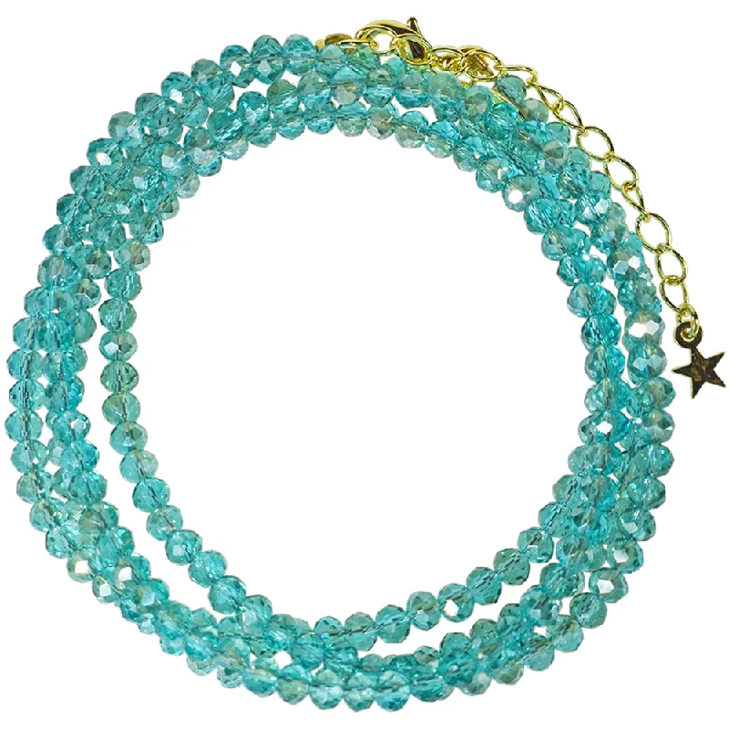 Vivid druzy necklaces-Shimmer Bead 32" Necklace (Goldtone/Teal)