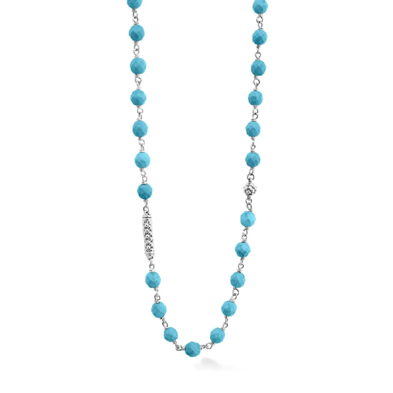 Onyx drop necklaces-Lagos Caviar Icon Long Turquoise Beaded Necklace